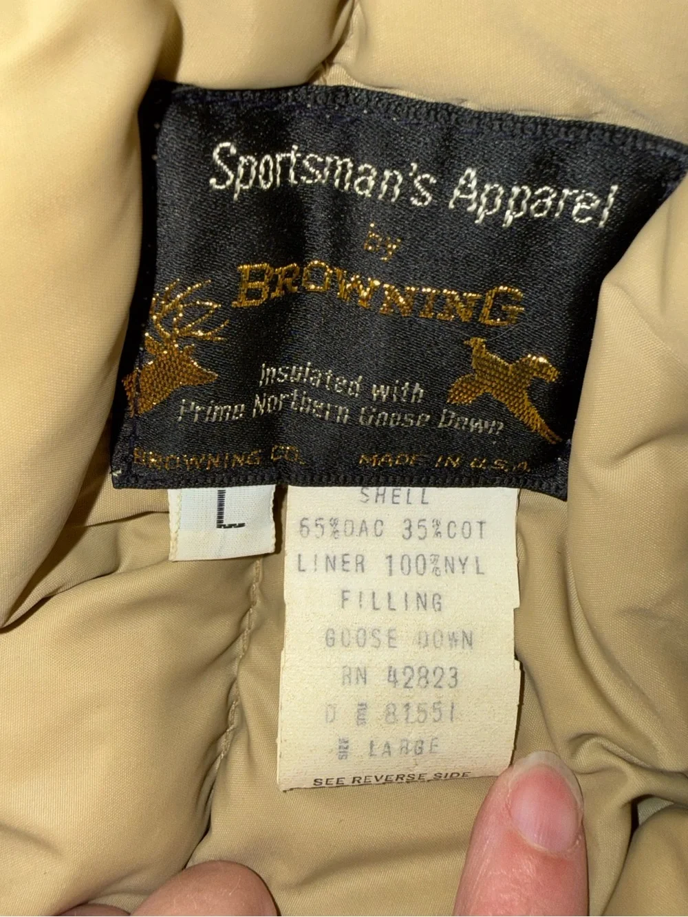 Vintage Browning Trapper Hat Fur Lined Goose Down Insulated USA Mens L Hunting
